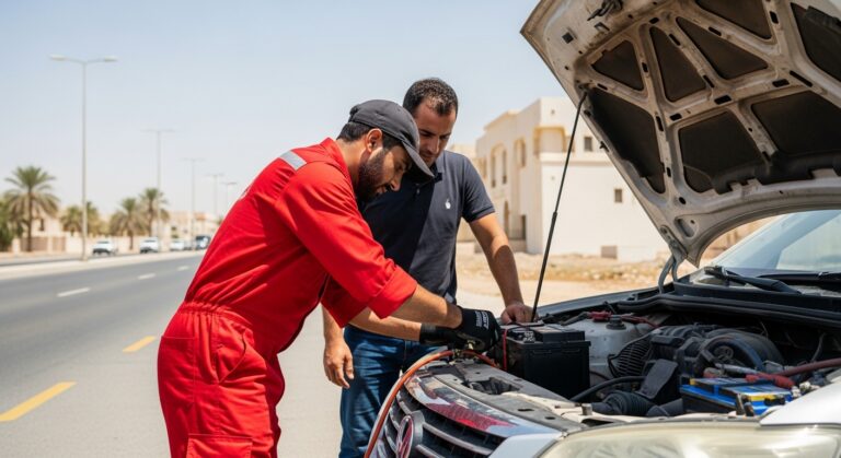 فني يتحدث مع عميل راضٍ عن الخدمة
