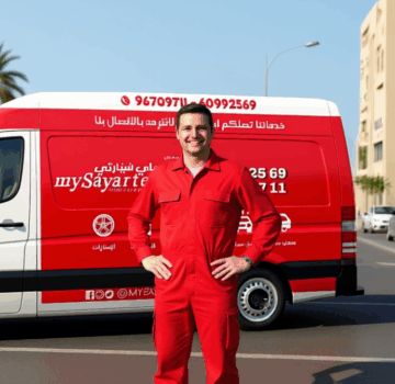 خبير من بنشر متنقل ماي سيارتي يشرح للعميل عن الإطارات